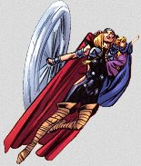 Thor flying with the young Captain Mar-vell